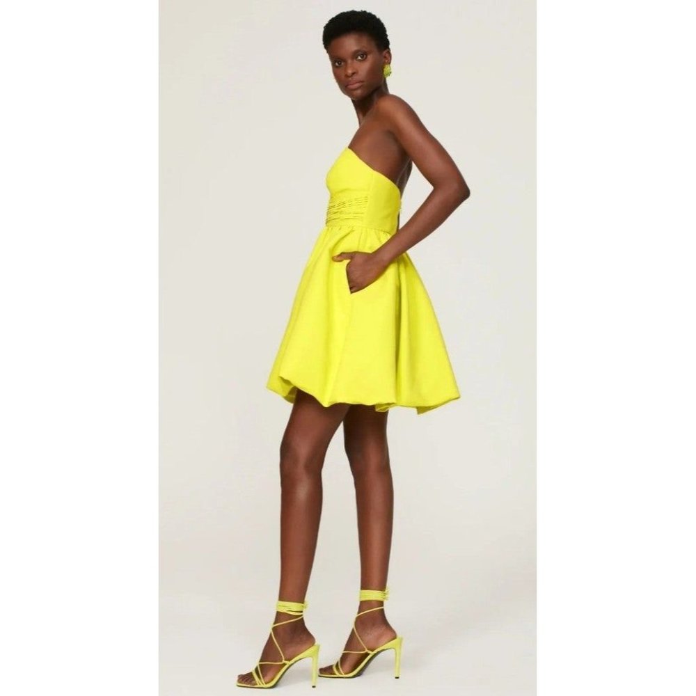 Rent the runway sz 10 Sachin and Babi Maura neon yellow mini strapless dress - Picture 3 of 10